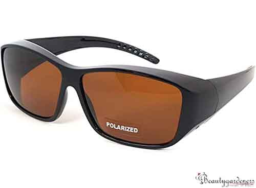 Fit Over Polarized Sunglasses – Transparent Brown Frame, Amber Lens, UV400 – One Size Men